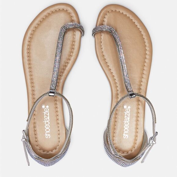 10/$25🦋 Shoedazzle Irredescent Sachi T-Strap Sandals - Size 6.5 - Picture 1 of 16